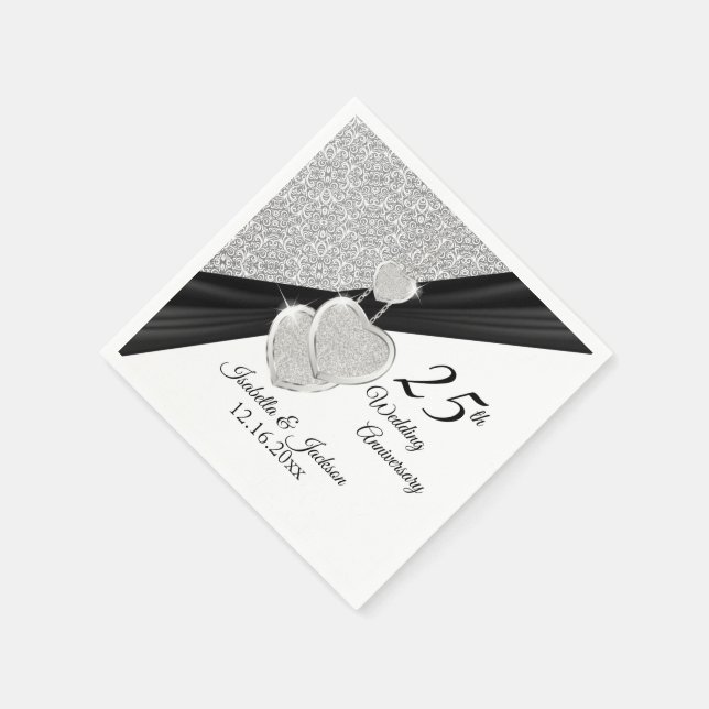 25th Silver Wedding Anniversary Design Napkins (Corner)