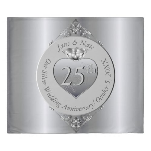 25th Silver Wedding Anniversary  Duvet Cover