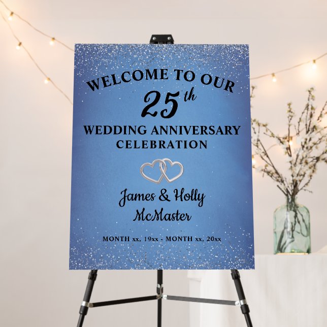 25th Silver Wedding Anniversary Elegant Foam Board (In Situ (Stand))