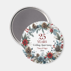 25th Silver Wedding Anniversary Elegant Winter Magnet