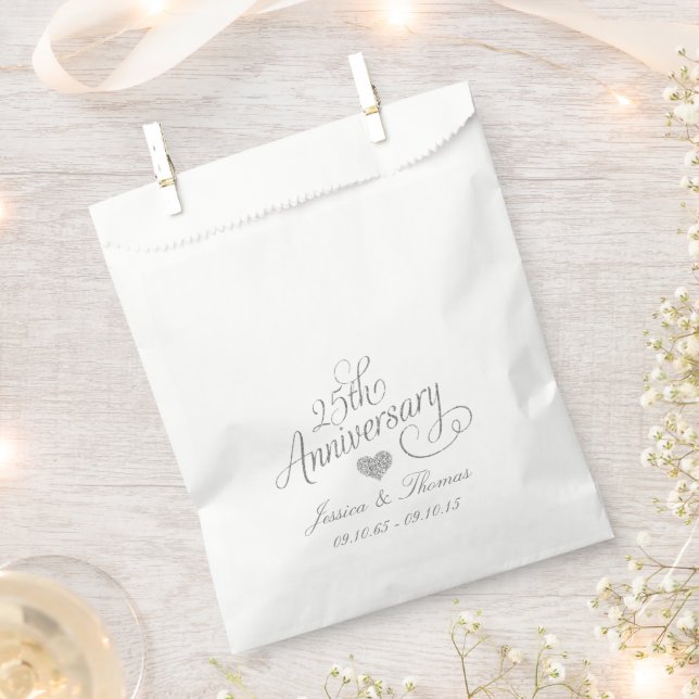 25th Silver Wedding Anniversary Favor Bag (Clipped)