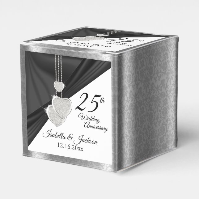 25th Silver Wedding Anniversary Favor Boxes (Front Side)