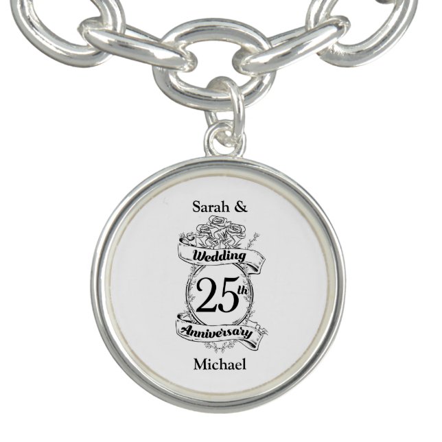 25th Silver Wedding Anniversary Flowers Rose Bracelet (Design)