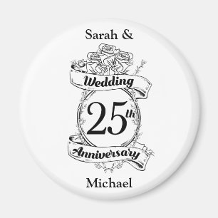 25th Silver Wedding Anniversary Flowers Rose Magnet