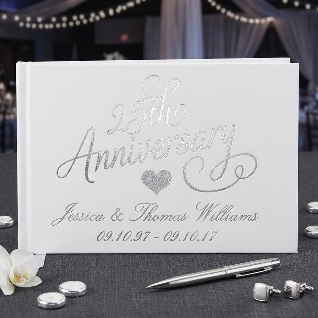 25th Silver Wedding Anniversary Foil Guest Book (Creator Uploaded)