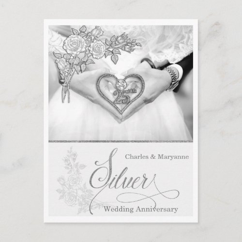 25th Silver Wedding Anniversary for Couple Postcard