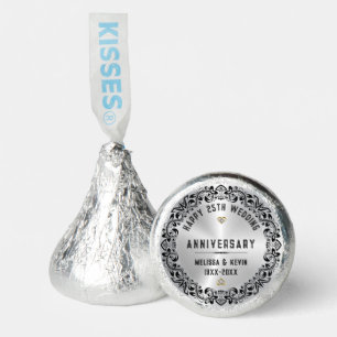 25th Silver Wedding Anniversary Gift Black Swirls Hershey®'s Kisses®