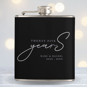 25th Silver Wedding Anniversary Gift Flask