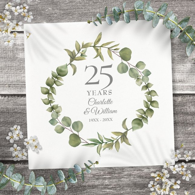 25th Silver Wedding Anniversary Greenery Garland Napkins (25th Silver Wedding Anniversary Greenery Garland Napkins)