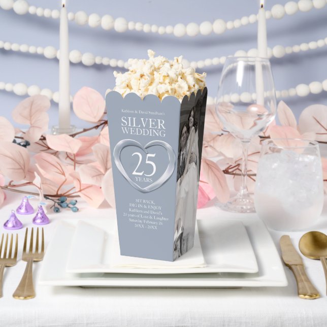 25th silver wedding anniversary heart  favor boxes (Wedding)