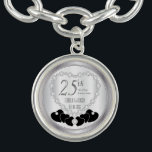 25th Silver Wedding Anniversary Heart Keepsake Bracelet<br><div class="desc">Personalize Charm. 25th Silver Wedding Anniversary Keepsake. ✔Note: Not all template areas need changed. 📌If you need further customization, please click the "Click to Customize further" or "Customize or Edit Design"button and use our design tool to resize, rotate, change text color, add text and so much more.⭐This Product is 100%...</div>