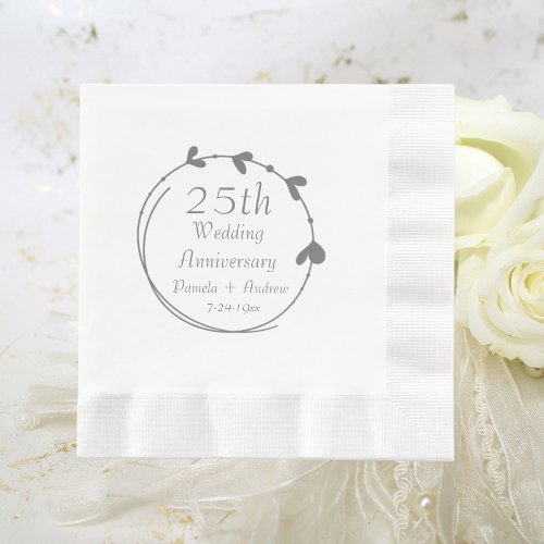 25th Silver Wedding Anniversary Hearth Wreath Napkins