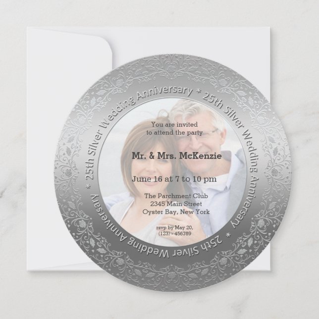 25th Silver Wedding Anniversary Invitation (Front)