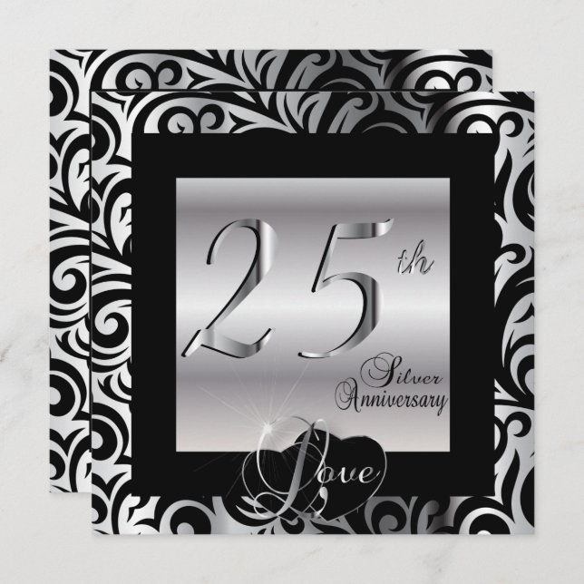 25th Silver Wedding Anniversary Invitation (Front/Back)