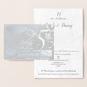 25th Silver Wedding Anniversary Invitation Grey