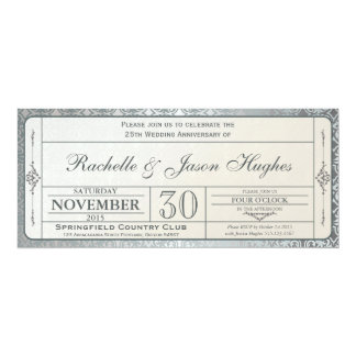 25th Silver Wedding Anniversary Invitation Ticket