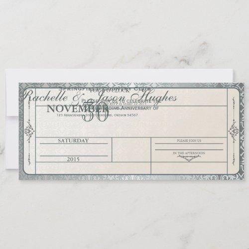 25th Silver Wedding Anniversary Invitation Ticket