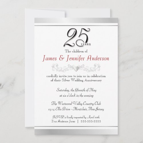 25th Silver Wedding Anniversary Invitations