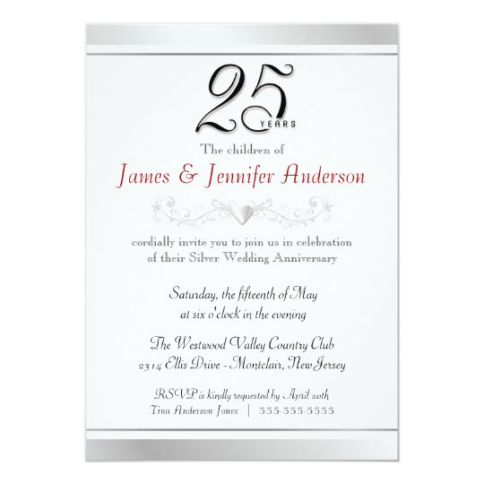 25th Silver Wedding Anniversary Invitations | Zazzle.com