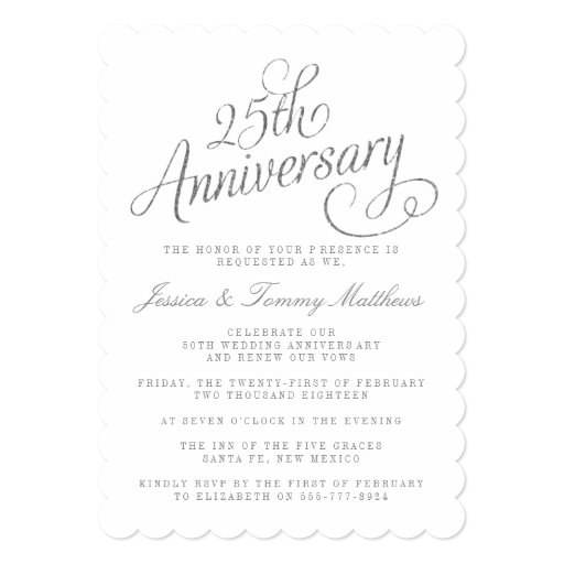 25th Silver Wedding Anniversary Invitations | Zazzle