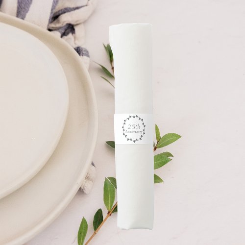 25th Silver Wedding Anniversary Ivy Wreath Napkin Bands