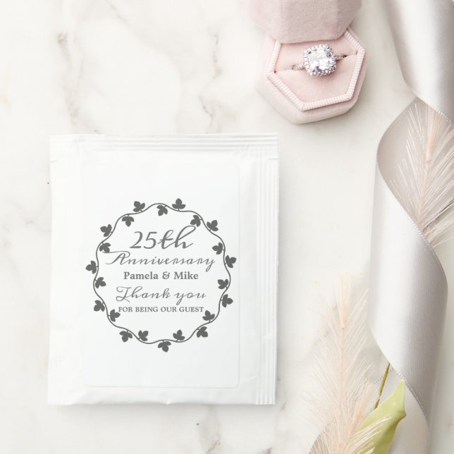 25th Silver Wedding Anniversary Ivy Wreath Tea Bag Drink Mix (Wedding)