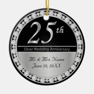25th Silver Wedding Anniversary Keepsake Ceramic Ornament
