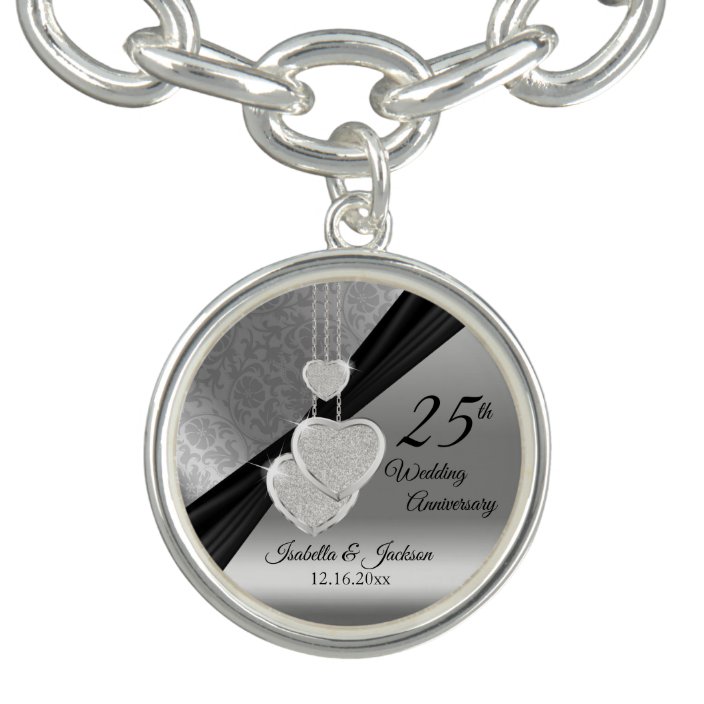 25th Silver Wedding Anniversary Keepsake Charm Bracelet Zazzle