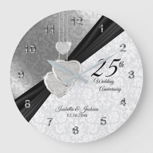 25th Silver Wedding Anniversary  Keepsake Large Clock