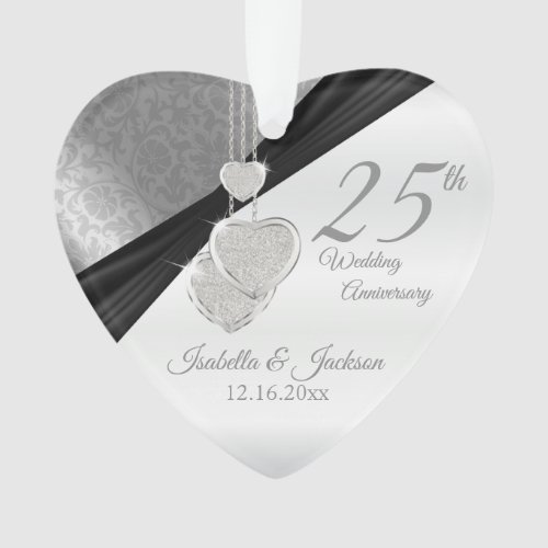 25th Silver Wedding Anniversary Keepsake Ornament