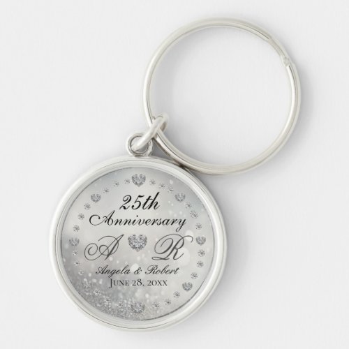 25th Silver Wedding Anniversary Keychain