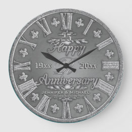 25th Silver Wedding Anniversary Large Clock