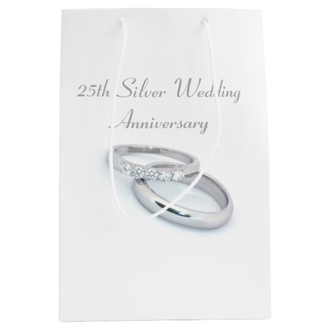 25th Silver Wedding Anniversary Medium Gift Bag (Front)
