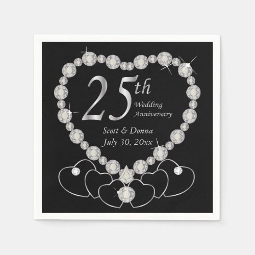 25th Silver Wedding Anniversary Napkins