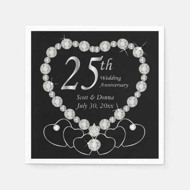 25th Silver Wedding Anniversary Napkins (Front)