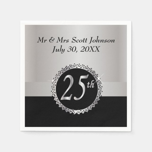 25th Silver Wedding Anniversary Napkins (Front)