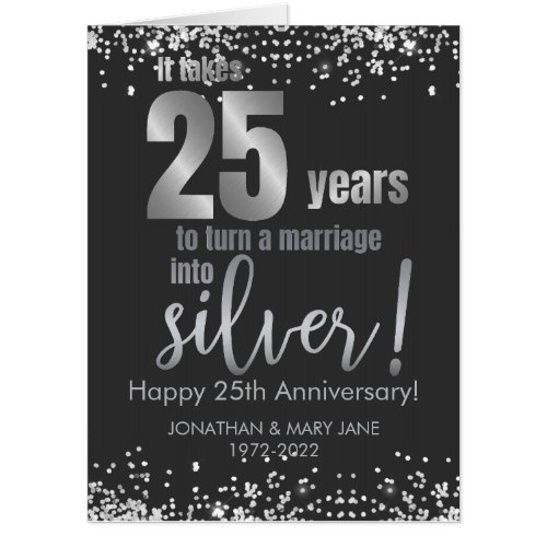 25th Silver Wedding Anniversary Oversized Card