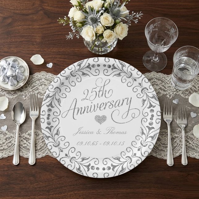 25th Silver Wedding Anniversary Paper Plate (Creator Uploaded)