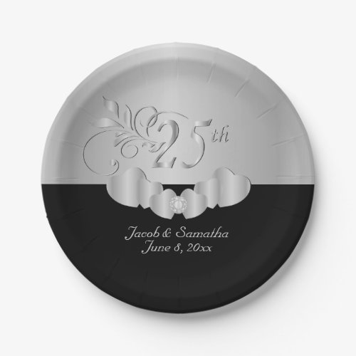 25th Silver Wedding Anniversary Paper Plates