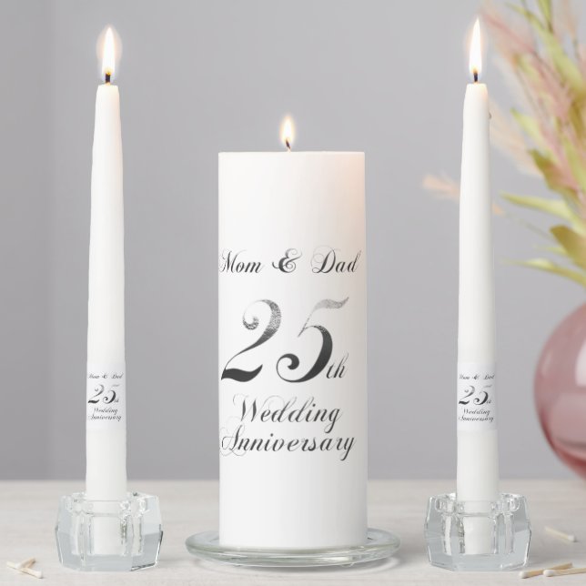 25th Silver Wedding Anniversary Parents Unity Candle Set (In Situ)