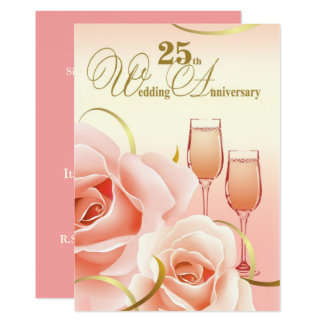 25th Silver Wedding Anniversary Party Invitations