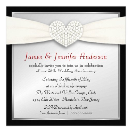 25th Silver Wedding Anniversary Party Invitations 5.25