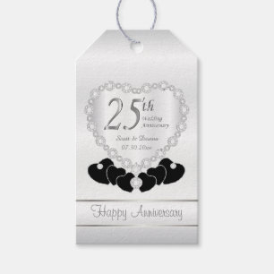 25th Silver Wedding Anniversary Pattern Gift Tags