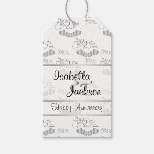 25th Silver Wedding Anniversary Pattern Gift Tags