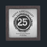 25th Silver Wedding Anniversary | Personalize  Gift Box<br><div class="desc">Keepsake Anniversary Gift Box ready for you to personalize. 📌If you need further customization, please click the "Click to Customize further" or "Customize or Edit Design"button and use our design tool to resize, rotate, change text color, add text and so much more.⭐This Product is 100% Customizable. Graphics and / or...</div>