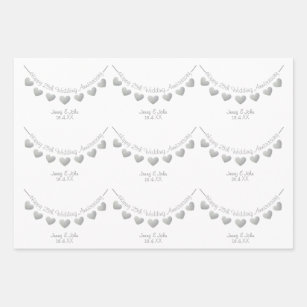 Personalised 25th Silver Wedding Anniversary Wrapping Paper ADD NAMES & DATE