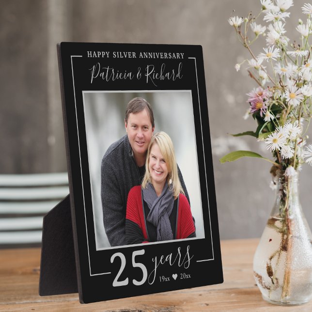 25th Silver Wedding Anniversary Photo Black Plaque (25th Silver Wedding Anniversary Photo Plaque  to celabrate 25 years of togetherness.)