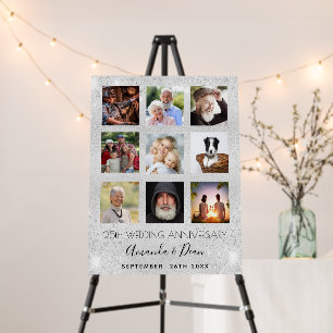 25th silver wedding anniversary photo collage foam board