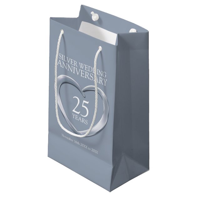 25th WEDDING ANNIVERSARY GIFT BAG Silver PERSONALISED 