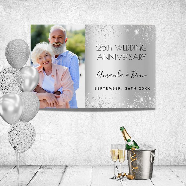 25th silver wedding anniversary photo glitter foam board (Creator Uploaded)
